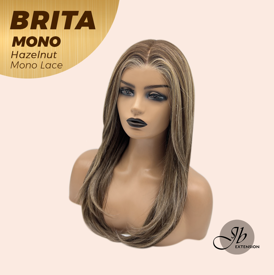 JBEXTENSION BRITA MONO Monofilament Handmade Wig 6X5 Full Monofilament Hand Tied Top Wig 22 Inches Hazelnut Mono Lace Wig Glueless Wig BRITA MONO - HAZELNUT【BENDY EAR TABS】