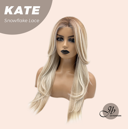 JBEXTENSION 24 Inches Butter Milk Pre-Cut Arc Snowflake Lace Frontlace Glueless Wig KATE【BENDY EAR TABS】
