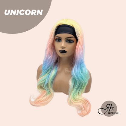[FINAL SALE] JBEXTENSION 26 Inches Curly Rainbow Color with Tinsel Halloween Style Headband Wig UNICORN