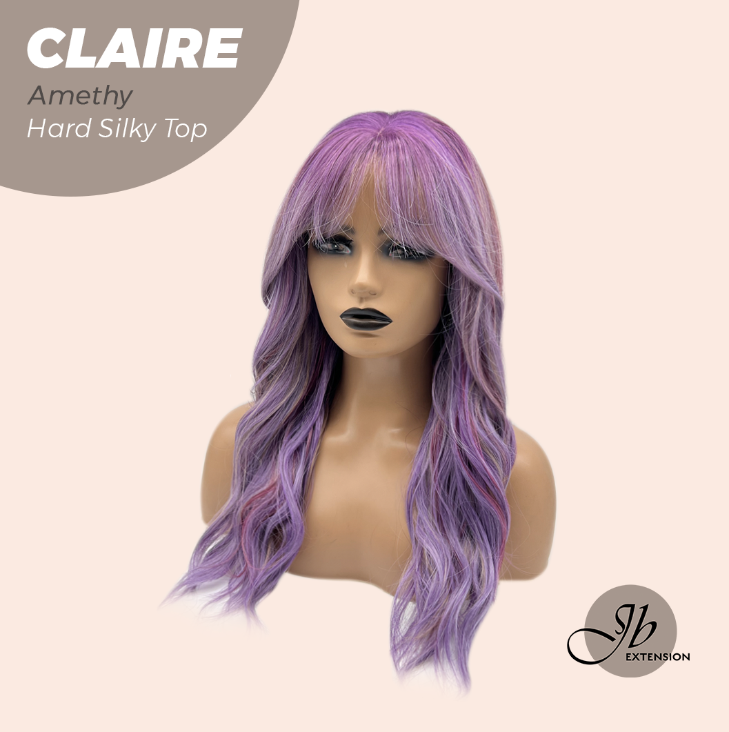 JBEXTENSION 22 Inches Scalpiana Amethy 3.5X4 Hard Silky Top Natural Scalp Effect Women Wig with Bangs CLAIRE SILKY TOP - AMETHY