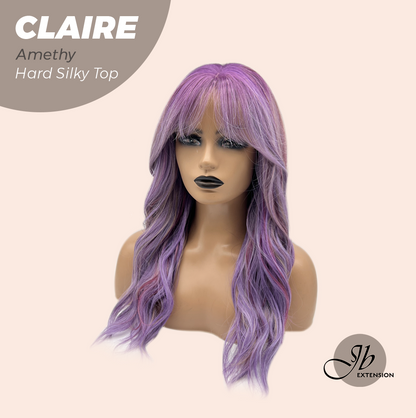 JBEXTENSION 22 Inches Scalpiana Amethy 3.5X4 Hard Silky Top Natural Scalp Effect Women Wig with Bangs CLAIRE SILKY TOP - AMETHY