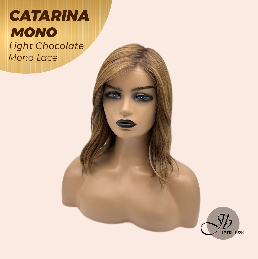 JBEXTENSION CATARINA MONO Full Monofilament Handmade Full Lace Full Hand Tied Wig 13 Inches Light Chocolate Mono Lace Handmade Futura Fiber Wig with Anti-slip Silicone Strips Glueless Wig CATARINA MONO LIGHT CHOCOLATE【BENDY EAR TABS】
