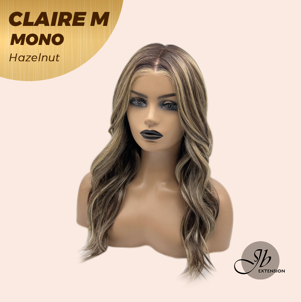 JBEXTENSION CLAIRE MONO Partial Monofilament Wig 22 Inches Hazelnut Curly Partial Mono Lace Glueless Wig CLAIRE MONO HAZELNUT【BENDY EAR TABS】