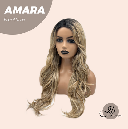 [FINAL SALE] JBEXTENSION 22 Inches Mix Blonde Pre-Cut Side Part Frontlace Glueless Black Sapphire Wig AMARA【BENDY EAR TABS】