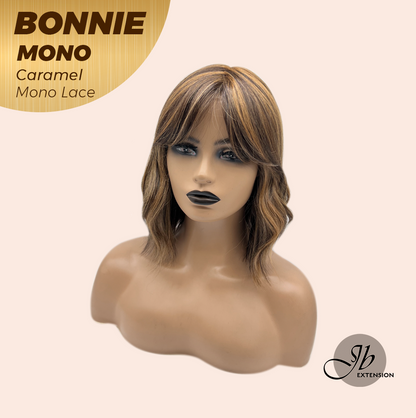 JBEXTENSION BONNIE MONO Full Monofilament Handmade Full Lace Full Hand Tied Wig 12 Inches Caramel Mono Lace Handmade Futura Fiber Glueless Wig BONNIE MONO CARAMEL【BENDY EAR TABS】