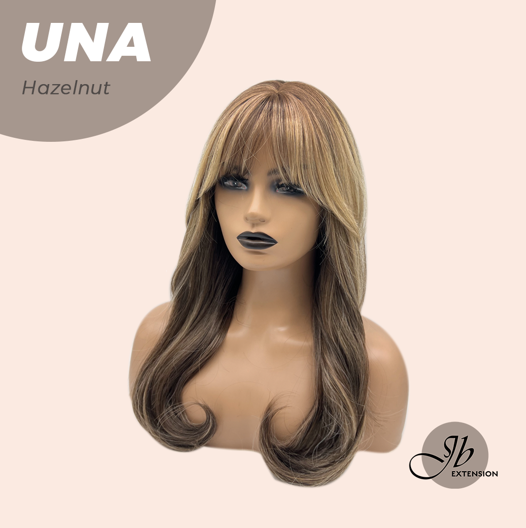 JBEXTENSION 22 Inches Hazelnut Wave with Bangs Wig UNA HAZELNUT