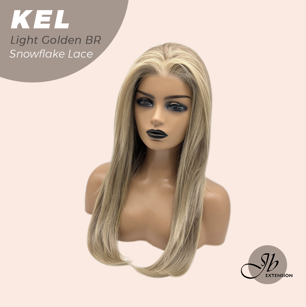 JBEXTENSION 22 Inches Light Golden Brown Pre-Cut Snowflake Lace Frontlace Glueless Wig KEL LIGHT GOLDEN BROWN【PERMATEASE】【BENDY EAR TABS】- M/L