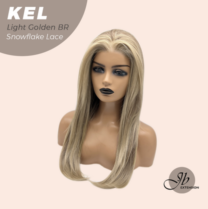 JBEXTENSION 22 Inches Light Golden Brown Pre-Cut Snowflake Lace Frontlace Glueless Wig KEL LIGHT GOLDEN BROWN【PERMATEASE】【BENDY EAR TABS】- M/L