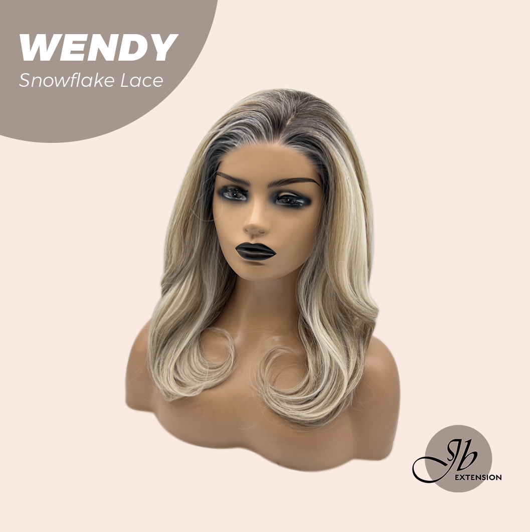 JBEXTENSION 18 Inches Mix Blonde Curly Pre-Cut Side Part Snowflake Lace Frontlace Glueless Wig WENDY【BENDY EAR TABS】- M/L