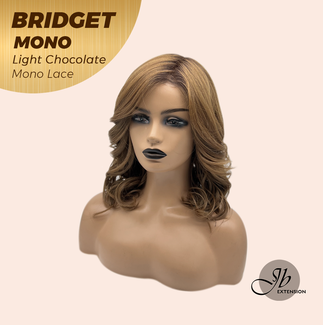 JBEXTENSION BRIDGET MONO Monofilament Handmade Wig 6X5 Full Monofilament Hand Tied Top Wig 15 Inches Light Chocolate Mono Lace Wig With Anti-slip Silicone Strips Glueless Wig BRIDGET MONO LIGHT CHOCOLATE【BENDY EAR TABS】