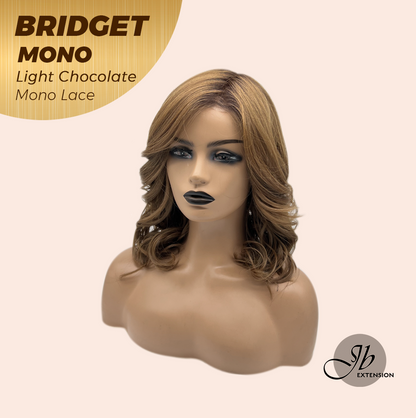 JBEXTENSION BRIDGET MONO Monofilament Handmade Wig 6X5 Full Monofilament Hand Tied Top Wig 15 Inches Light Chocolate Mono Lace Wig With Anti-slip Silicone Strips Glueless Wig BRIDGET MONO LIGHT CHOCOLATE【BENDY EAR TABS】