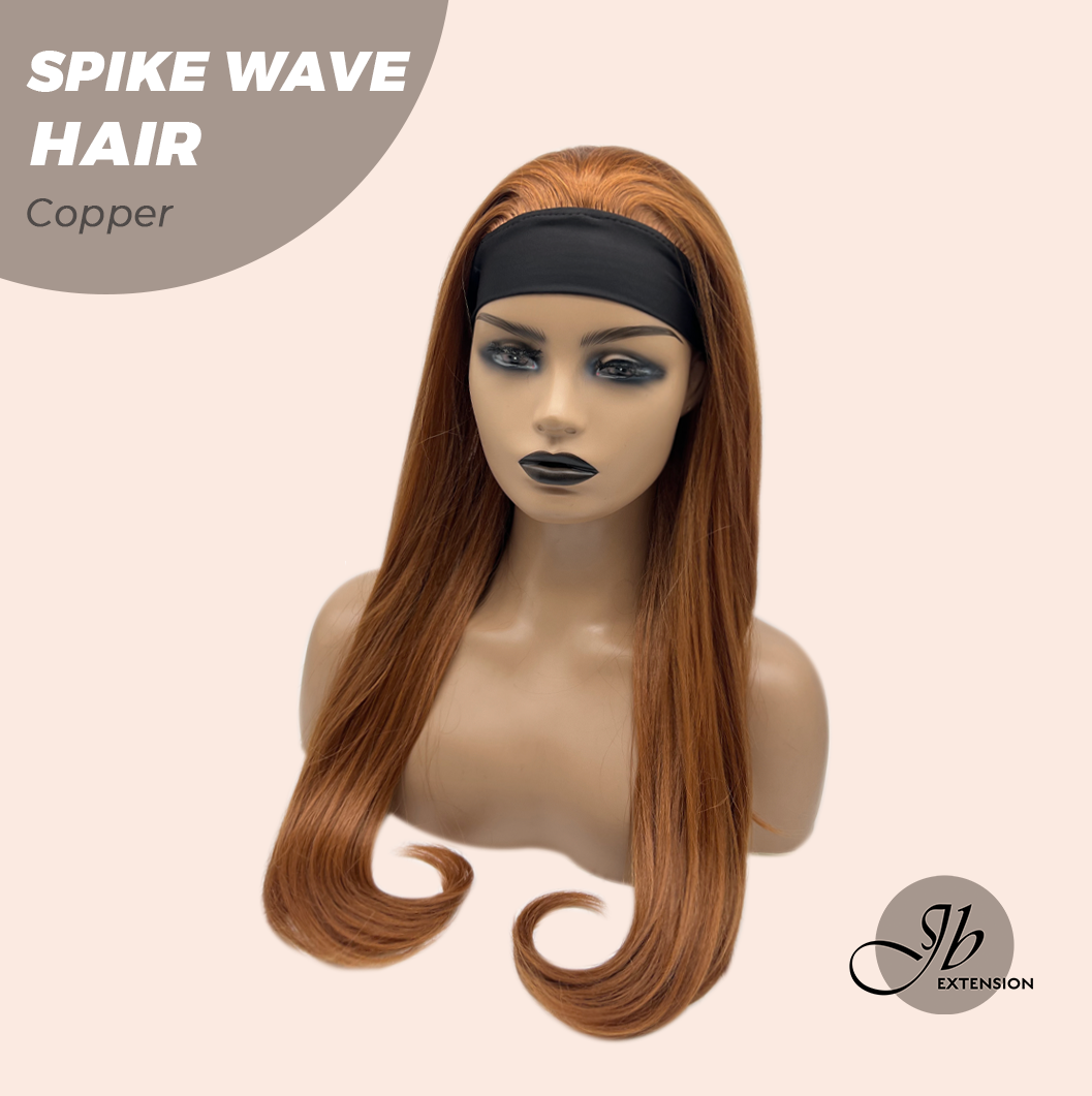 JBEXTENSION 24 Inches Long Curly Hair Copper Headband Wig SPIKE WAVE HAIR - COPPER