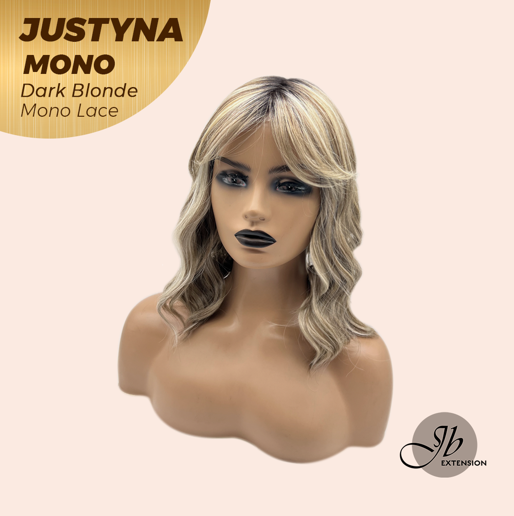 JBEXTENSION JUSTYNA MONO Monofilament Handmade Wig 6X5 Full Monofilament Hand Tied Top Wig 13 Inches Dark Blonde Mono Lace Wig with Anti-slip Silicone Strips Glueless Wig JUSTYNA MONO - DARK BLONDE【BENDY EAR TABS】