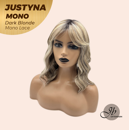 JBEXTENSION JUSTYNA MONO Monofilament Handmade Wig 6X5 Full Monofilament Hand Tied Top Wig 13 Inches Dark Blonde Mono Lace Wig with Anti-slip Silicone Strips Glueless Wig JUSTYNA MONO - DARK BLONDE【BENDY EAR TABS】
