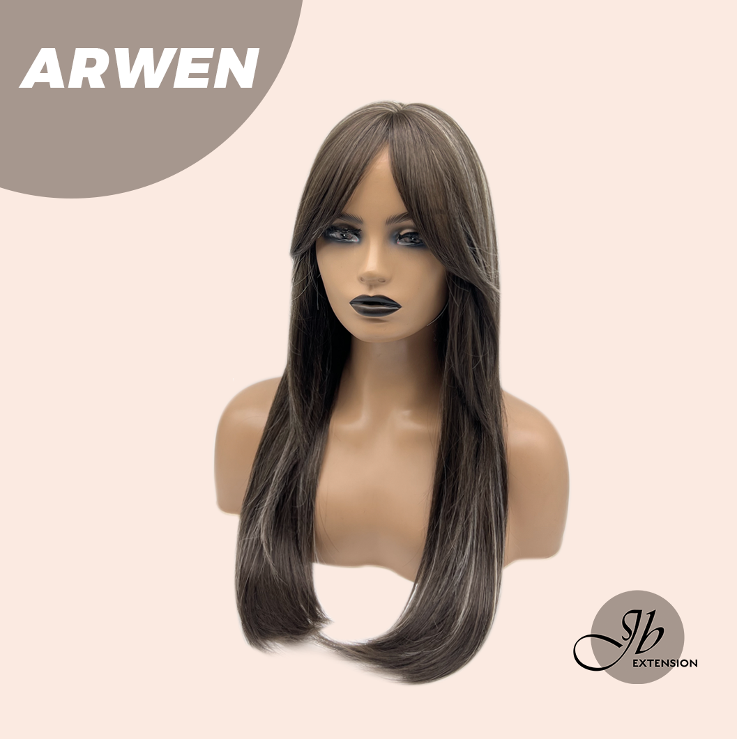 [FINAL SALE] JBEXTENSION 24 Inches Dark Brown with Grey Highlight Wig ARWEN