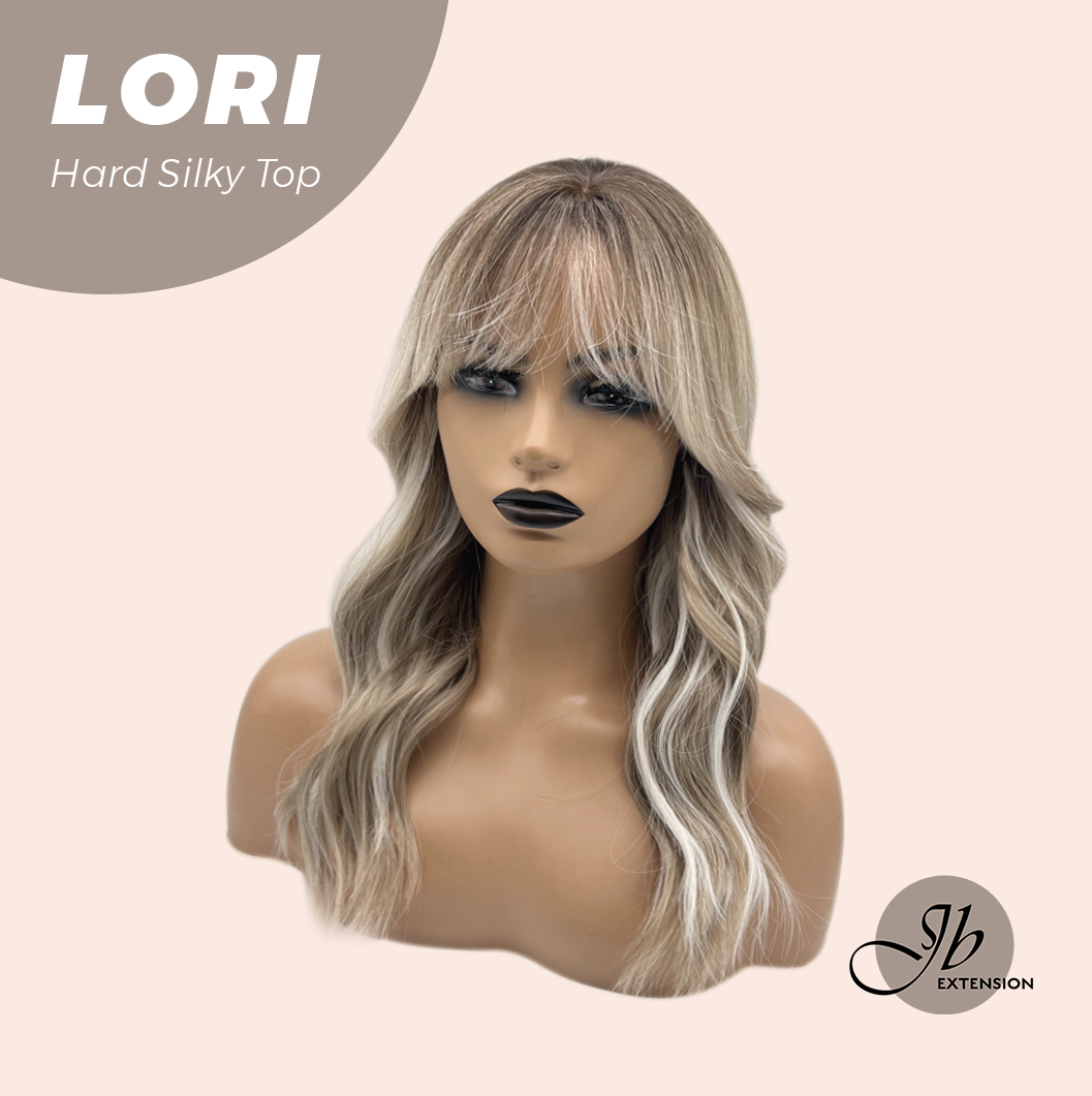 JBEXTENSION 20 Inches Scalpiana Wave Mix Blonde with Dark Root 3.5X4 Hard Silky Top Natural Scalp Effect Wig LORI