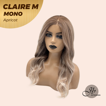 JBEXTENSION CLAIRE MONO Partial Monofilament Wig 22 Inches Apricot Curly Partial Mono Lace Glueless Wig CLAIRE MONO APRICOT【BENDY EAR TABS】