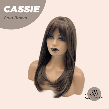 JBEXTENSION 19 Inches Long Cold Brown Wig with Bangs CASSIE COLD BROWN