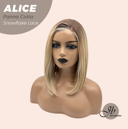 JBEXTENSION 12 Inches Panna Cotta Pre-Cut Side Part Snowflake Lace Frontlace Glueless Wig ALICE PANNA COTTA【BENDY EAR TABS】