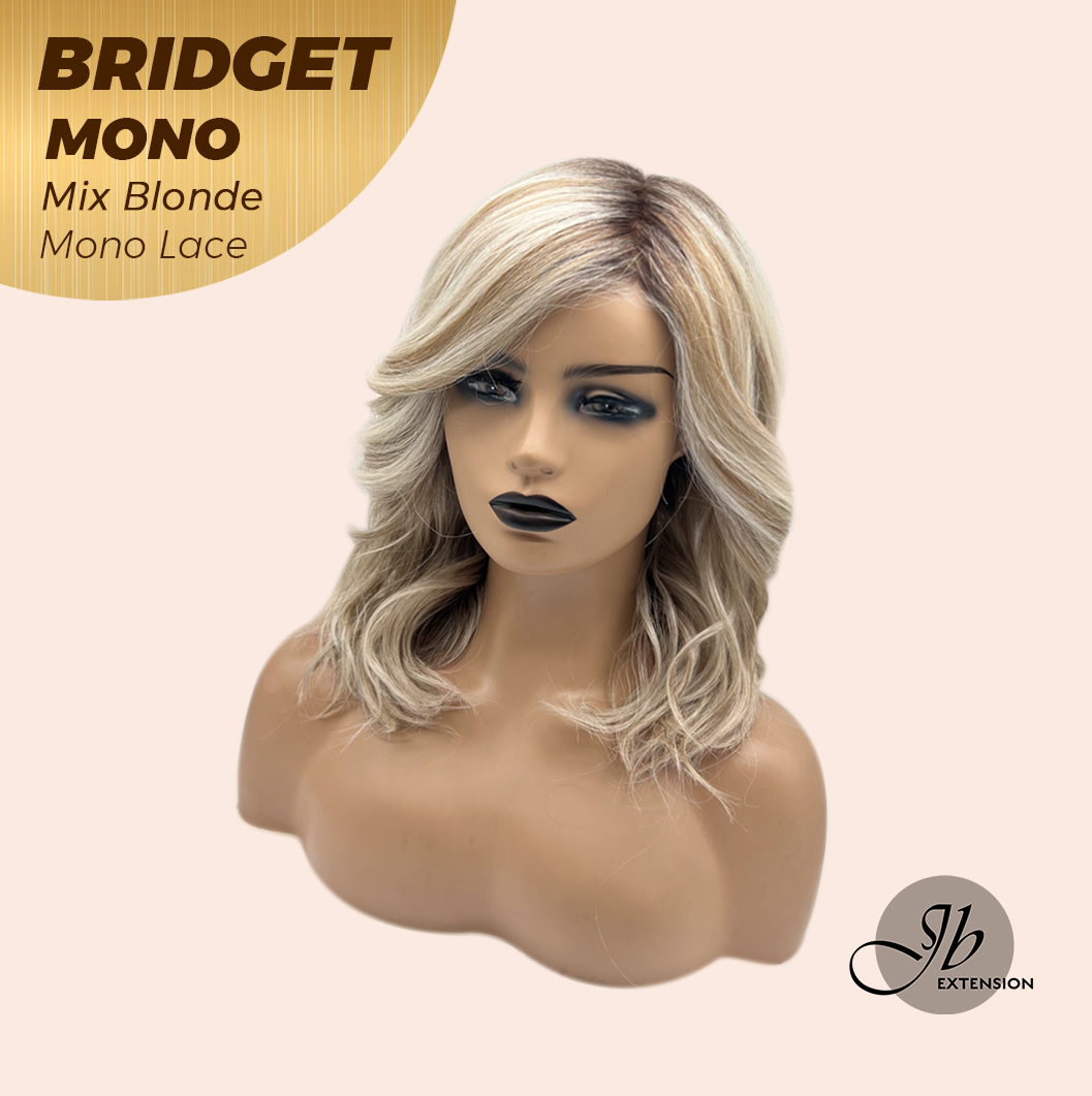 JBEXTENSION BRIDGET MONO Monofilament Handmade Wig 6X5 Full Monofilament Hand Tied Top Wig 15 Inches Mix Blonde Mono Lace Wig With Anti-slip Silicone Strips Glueless Wig BRIDGET MONO MIX BLONDE【BENDY EAR TABS