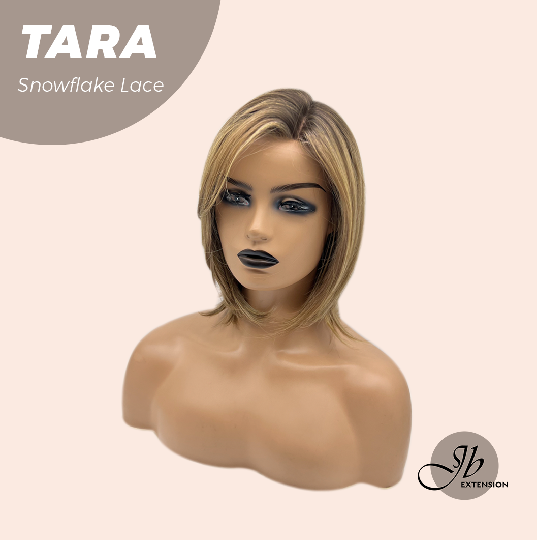JBEXTENSION 12 Inches Shatush Mix Blonde Pre-Cut Side Part Snowflake Lace Frontlace Glueless Wig TARA SNOWFLAKE【BENDY EAR TABS】- S/M