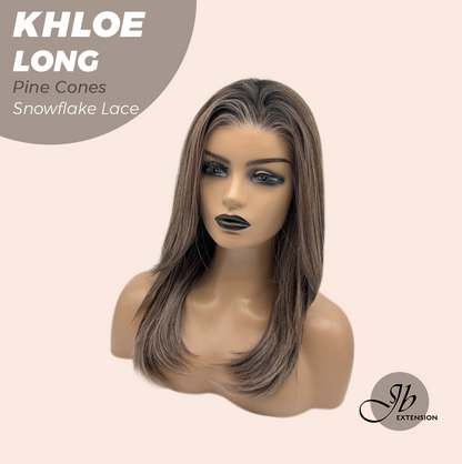 JBEXTENSION 18 Inches Pine Cones Pre-Cut Snowflake Lace Frontlace Glueless Wig KHLOE LONG PINE CONES【PERMATEASE】【BENDY EAR TABS】- M/L
