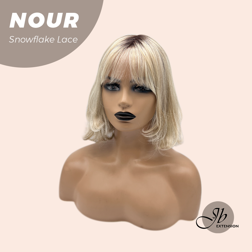 JBEXTENSION 11 Inches Mix Blonde Curly Pre-Cut Arc Snowflake Lace Frontlace Glueless Wig NOUR【BENDY EAR TABS】