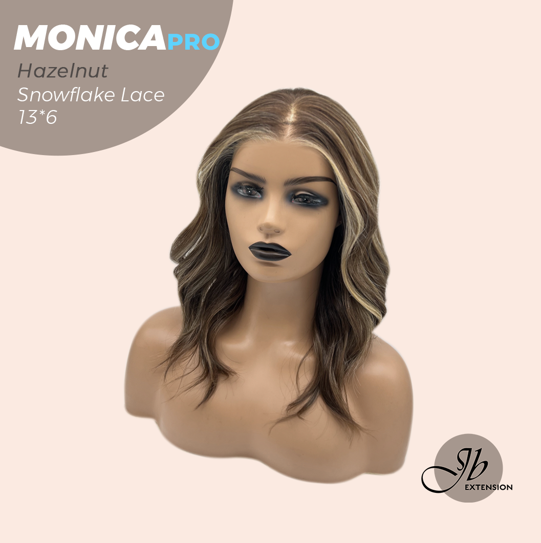 JBEXTENSION 16 Inches Hazelnut Pre-Cut 13X6 Free Part Snowflake Lace Frontlace Glueless Wig MONICA PRO - HAZELNUT【BENDY EAR TABS】