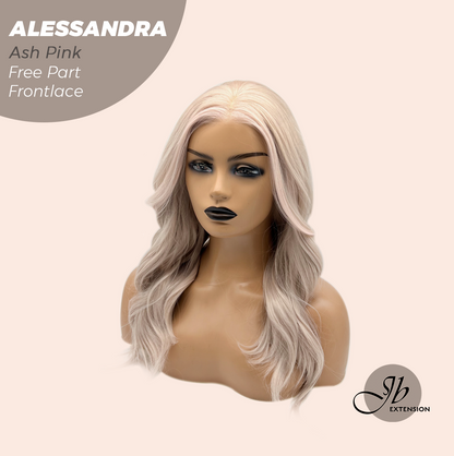 JBEXTENSION 20 Inches Ash Pink Curly Fiber X, Tangle Less Pre-Cut Free Part Frontlace Glueless Wig ALESSANDRA ASH PINK【FIBER X】