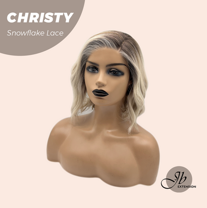 JBEXTENSION 11 Inches Mix Blonde Pre-Cut Side Part Snowflake Lace Frontlace Glueless Wig CHRISTY SNOWFLAKE【BENDY EAR TABS】