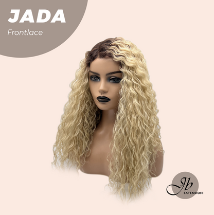 JBEXTENSION 18 Inches Deep Curly Blonde Pre-Cut Side Part Frontlace Glueless Black Sapphire Wig JADA【BENDY EAR TABS】