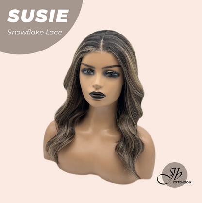 JBEXTENSION 16 Inches Dark Hazelnut Pre-Cut Arc Snowflake Lace Frontlace Glueless Wig SUSIE SNOWFLAKE【BENDY EAR TABS】