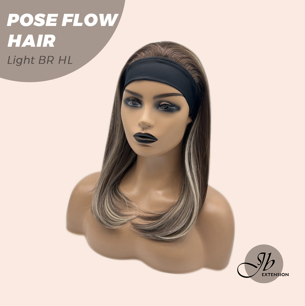 JBEXTENSION 18 Inches Light Brown Highlight Headband Wig POSE FLOW HAIR - LIGHT BROWN HIGHLIGHT