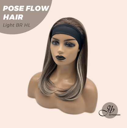 JBEXTENSION 18 Inches Light Brown Highlight Headband Wig POSE FLOW HAIR - LIGHT BROWN HIGHLIGHT