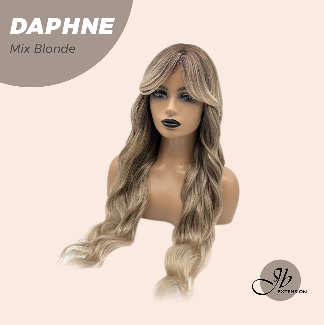 JBEXTENSION 29 Inches Long Body Wave Mix Blonde Wig With Bangs DAPHNE MIX BLONDE