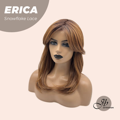 JBEXTENSION 18 Inches Curly Copper Pre-Cut Arc Snowflake Lace Frontlace Glueless Black Sapphire Wig ERICA【BENDY EAR TABS】