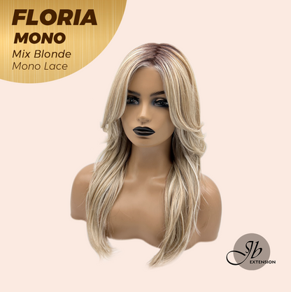 JBEXTENSION FLORIA MONO Full Monofilament Wig 20 Inches Curly Mix Blonde Full Mono Lace Glueless with Anti-slip Silicone Strips Wig FLORIA MONO - MIX BLONDE【BENDY EAR TABS】