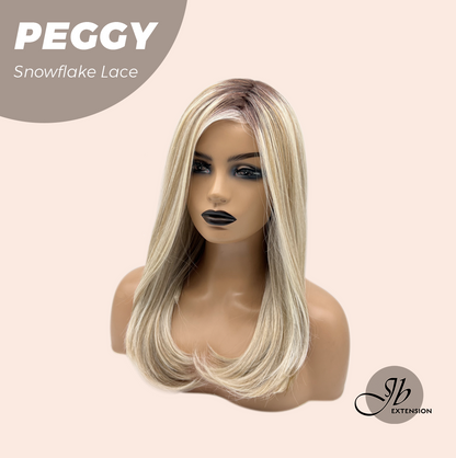JBEXTENSION 19 Inches Long Straight Mix Blonde Pre-Cut Side Part Snowflake Lace Frontlace Glueless Wig PEGGY MIX BLONDE【BENDY EAR TABS】
