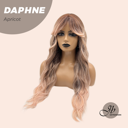 JBEXTENSION 29 Inches Long Body Wave Apricot Wig with Bangs DAPHNE APRICOT