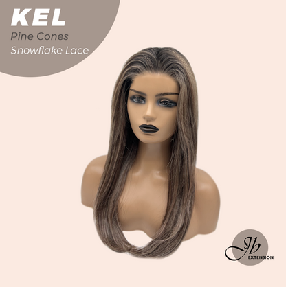 JBEXTENSION 22 Inches Pine Cones Pre-Cut Snowflake Lace Frontlace Glueless Wig KEL PINE CONES【PERMATEASE】【BENDY EAR TABS】- M/L