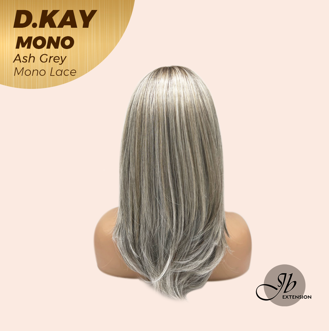 JBEXTENSION D.KAY MONO Partial Monofilament Wig 18 Inches Ash Grey Partial Mono Lace Glueless Women Fashion Wig D.KAY MONO ASH GREY【BENDY EAR TABS】