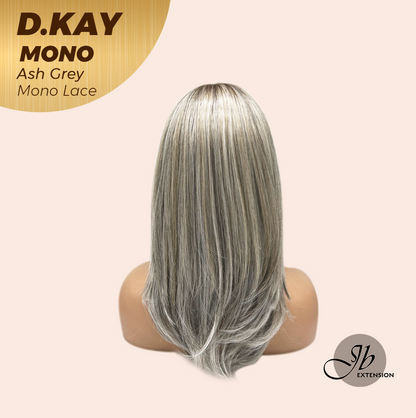 JBEXTENSION D.KAY MONO Partial Monofilament Wig 18 Inches Ash Grey Partial Mono Lace Glueless Women Fashion Wig D.KAY MONO ASH GREY【BENDY EAR TABS】