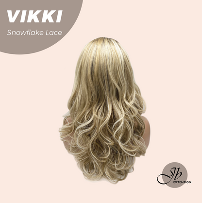 [FINAL SALE] JBEXTENSION 18 Inches Mix Blonde Long Pre-Cut T Part Snowflake Lace Frontlace Glueless Wig VIKKI【BENDY EAR TABS】