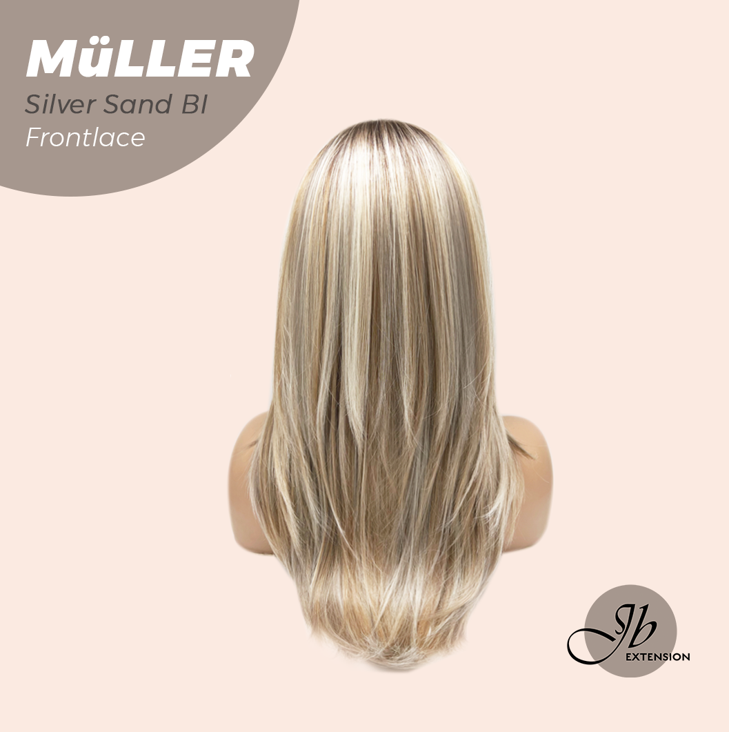 JBEXTENSION 22 Inches Silver Sand Blonde Pre-Cut Frontlace Glueless Wig MüLLER SILVER SAND BLONDE