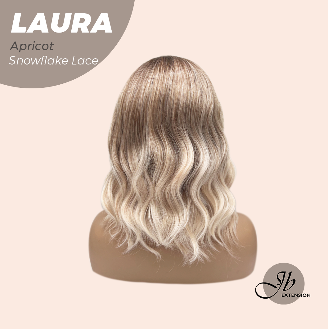 JBEXTENSION 14 Inches Apricot Pre-Cut Side Part Snowflake Lace Frontlace Glueless Wig LAURA SNOWFLAKE APRICOT【BENDY EAR TABS】- M/L