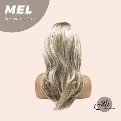 JBEXTENSION 20 Inches Ash Blonde Curly Pre-Cut Snowflake Lace Frontlace Glueless Wig MEL ASH BLONDE【PERMATEASE】【BENDY EAR TABS】- M/L