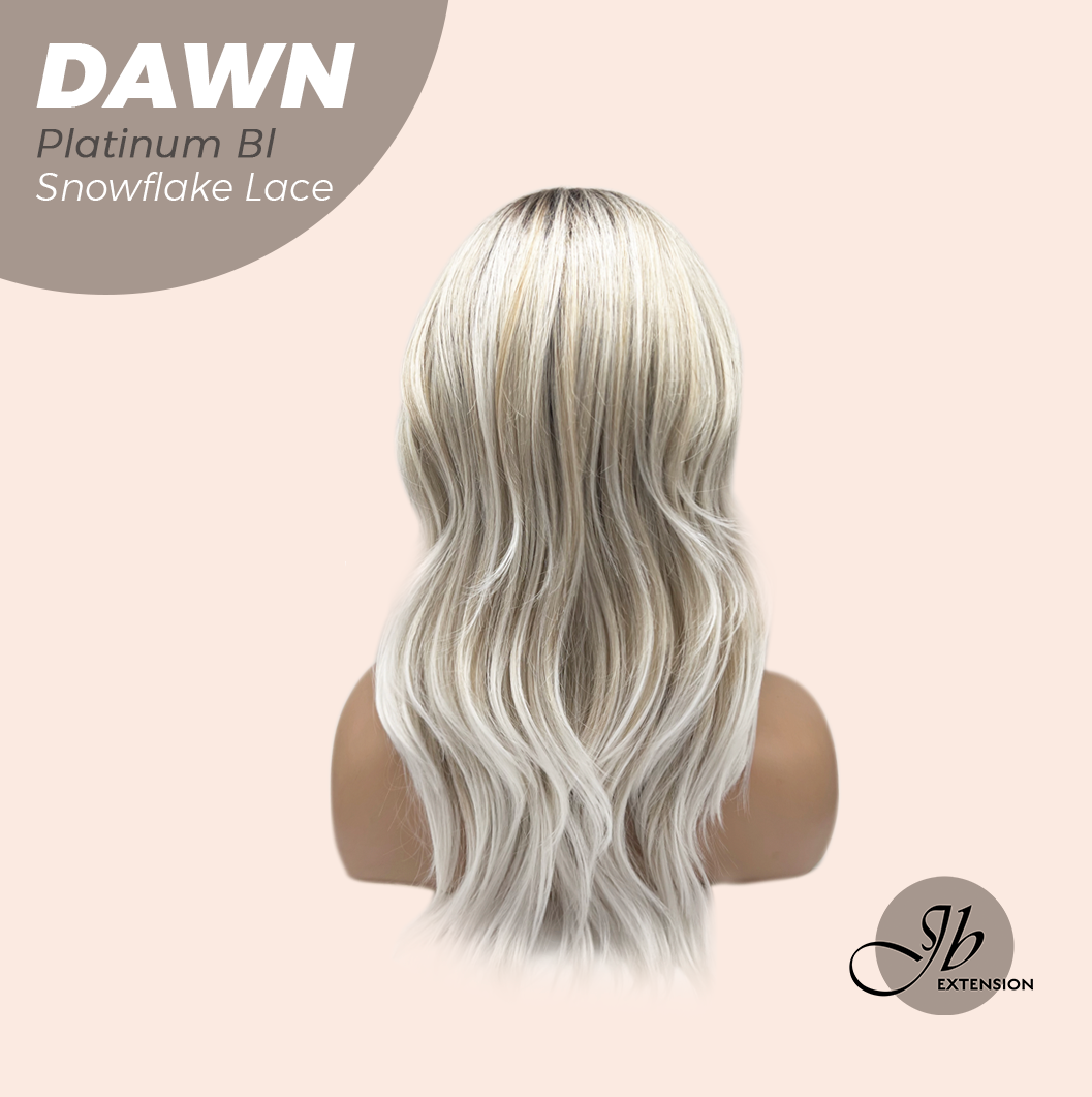 JBEXTENSION 19 Inches Curly Platinum Blonde Pre-Cut Side Part Snowflake Lace Frontlace Glueless Wig DAWN SNOWFLAKE - PLATINUM BLONDE【BENDY EAR TABS】