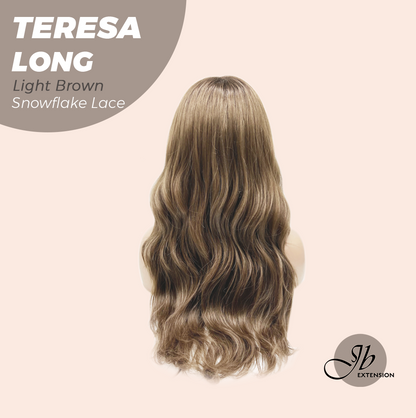 JBEXTENSION 22 Inches Long Light Brown Pre-Cut Snowflake Lace Frontlace Glueless Wig TERESA LONG LIGHT BROWN【PERMATEASE】【BENDY EAR TABS】- M/L