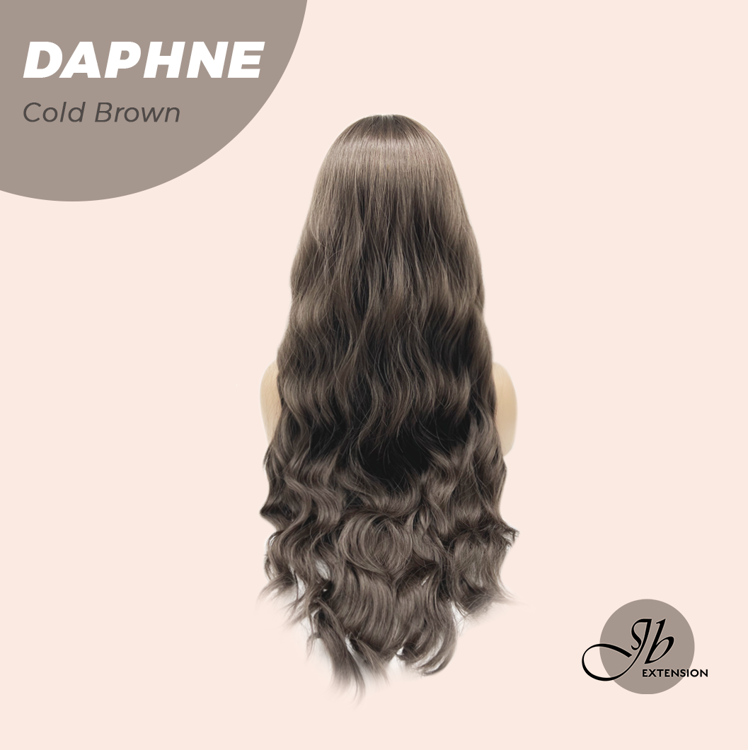 JBEXTENSION 29 Inches Long Body Wave Cold Brown Wig With Bangs DAPHNE COLD BROWN