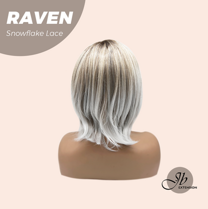 JBEXTENSION 12 Inches Ash Grey Pre-Cut Side Part Snowflake Lace Frontlace Glueless Wig RAVEN【BENDY EAR TABS】